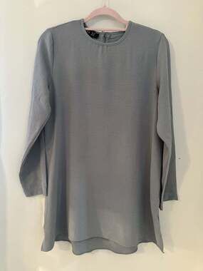 Refka Gray Long Sleeve Polyester Tunic Top US 6